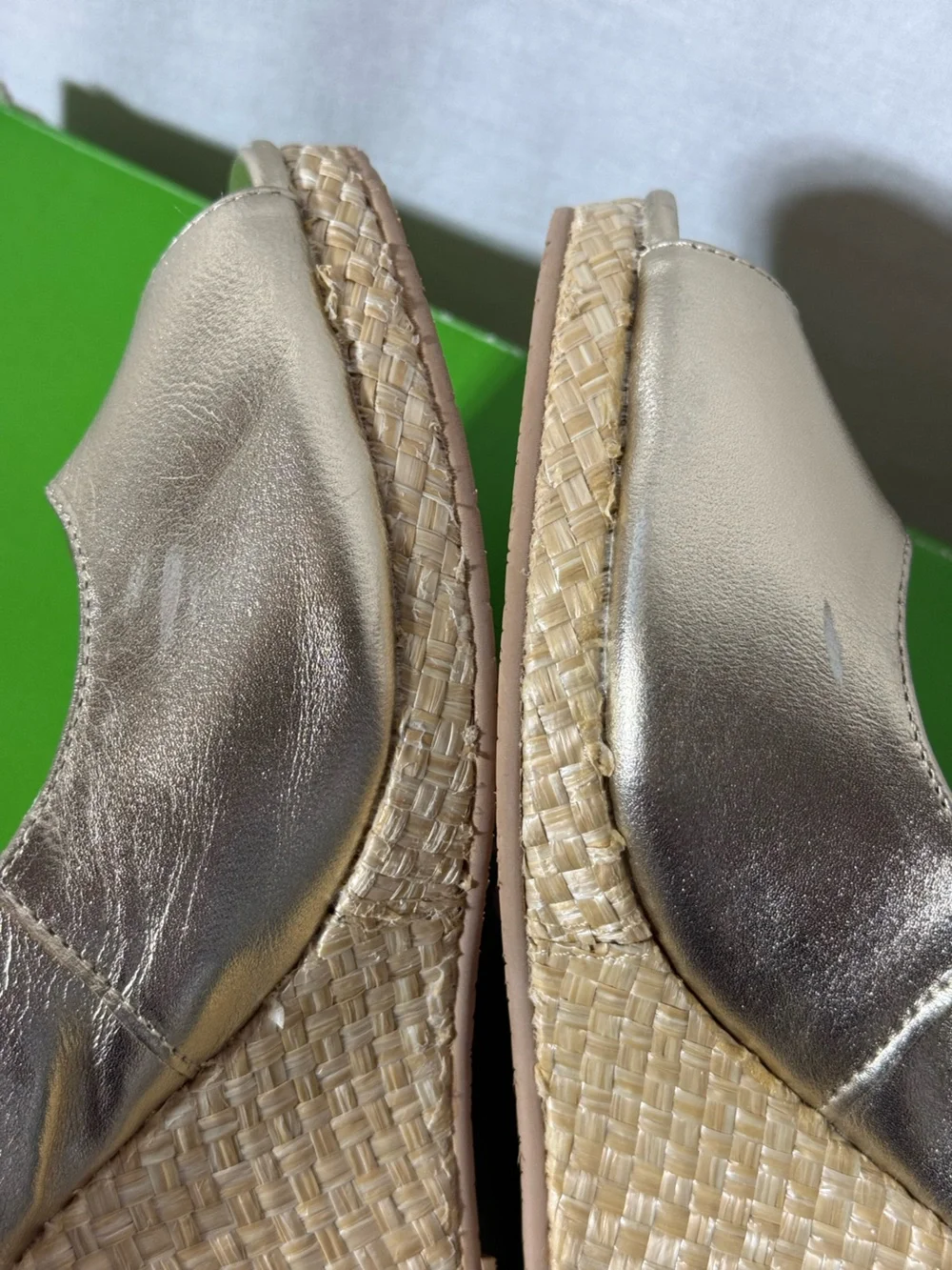 Lilly Pulitzer Gold Peep-Toe Wedge Slingback Sandals Size 9.5